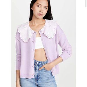 NWT-Olivia Rubin Courtney embroidered stretch knit cardigan in cream, orig $285,